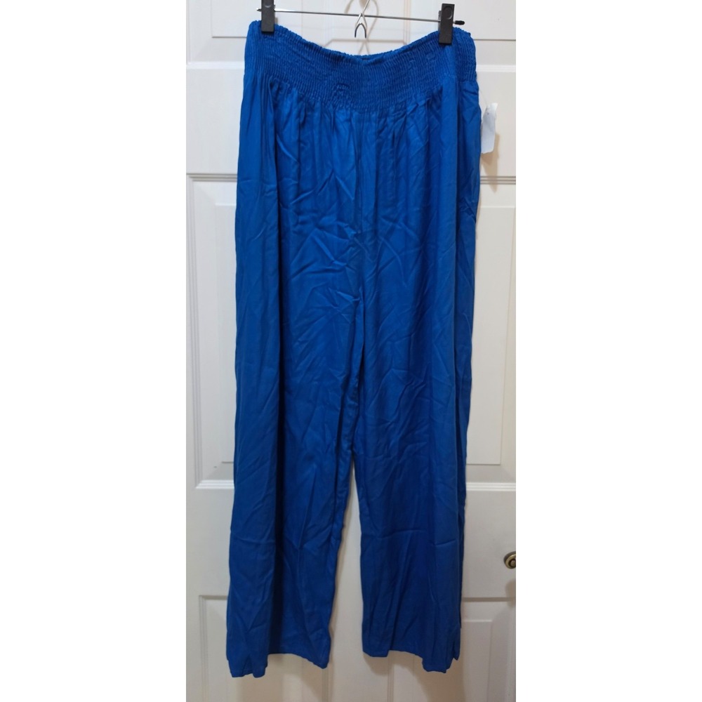 Raviya NWT Cobalt Blue Smocked Waist Wide Leg Beach Cover-Up Pants Size L